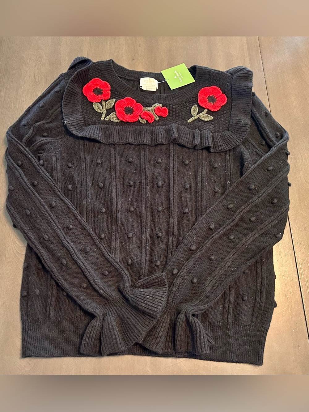 NWT! Kate Spade Poppy Embroidered Sweater Large